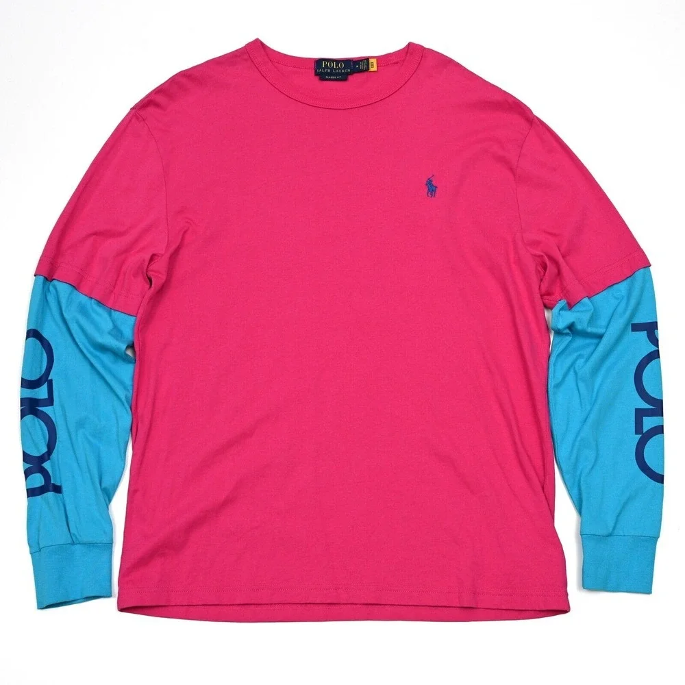 Polo Ralph Lauren T-Shirt Long Sleeve Spell Out Skateboard 90s Streetwear Medium
